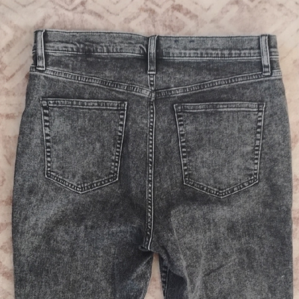 GAP Women's 14 Charcoal Black Acid Wash Skinny Jeans High Rise Ankle Denim Jean